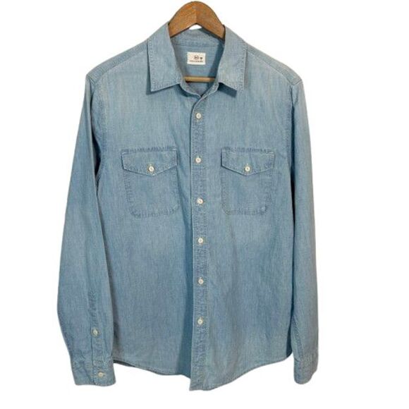 AG Adriano Goldschmied Bennings Chambray Button Up Shirt Mens M Blue Hemp Cotton - Picture 1 of 6